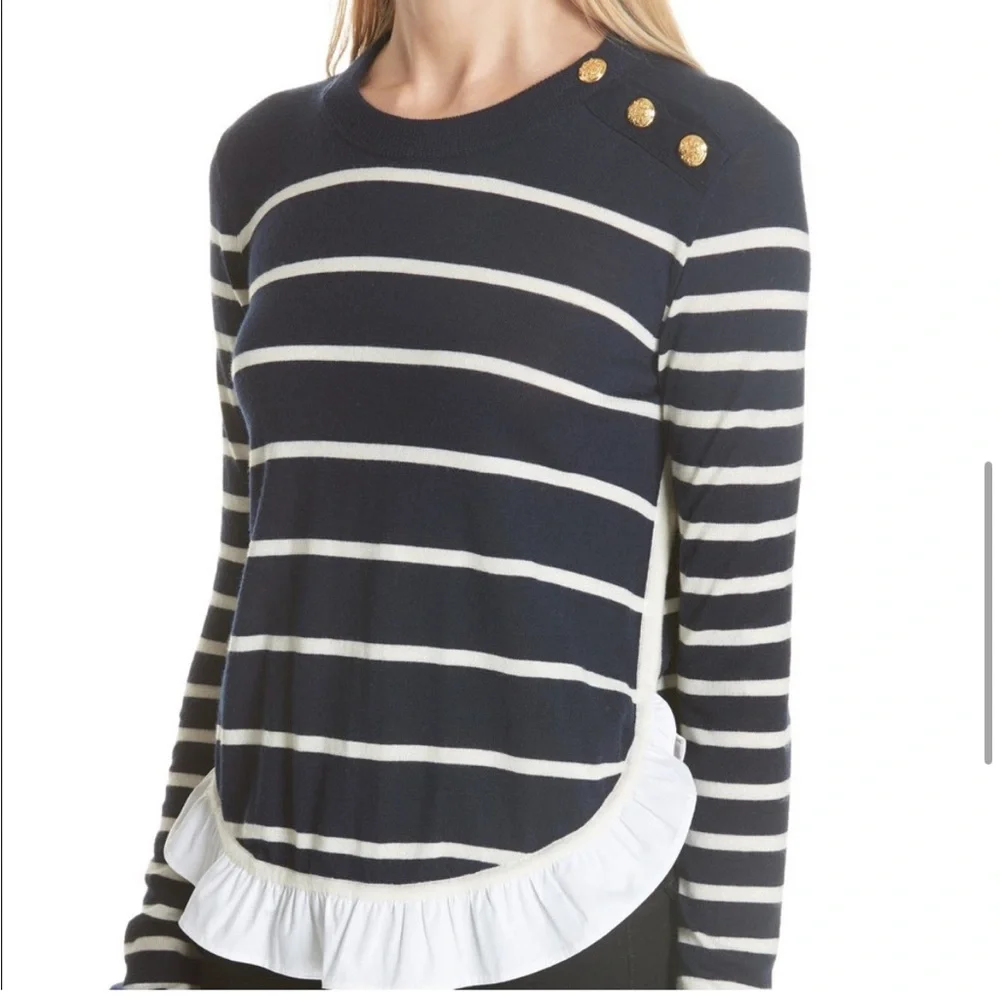 Veronica Beard Ollie Ruffle Hem Sweater- M‎